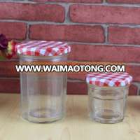 DAILY 30/100/150/200/250/380ML Wide Mouth Glass Jam jar with Plaid Metal Lid