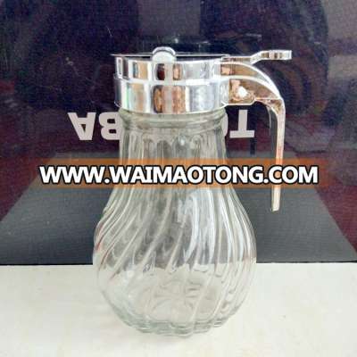 Daily 16oz 8oz 4oz glass honey dispenser ribbed glass jar