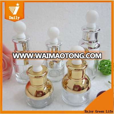 20 ml 30ml 40ml aluminum shoulder glass lotion dropper bottle with rubber dropper