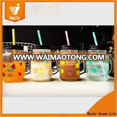 DAILY 500ML disposable mason jar with straw and mason jar mug