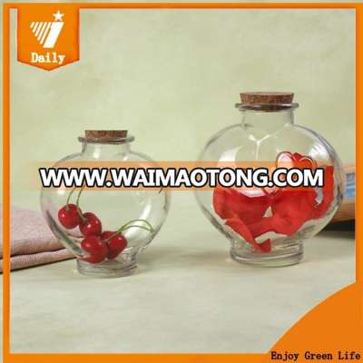 DAILY heart shaped glass jar cork lid 50ml 80ml 350ml 650ml 750ml