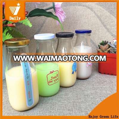 DAILY 350ml 14oz glass milk bottles with metal screw cap wholesale