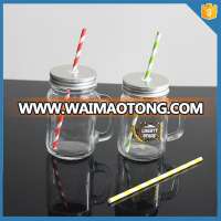 16OZ mason jar with metal lid juice jar acrylic mason jar with lid and straw